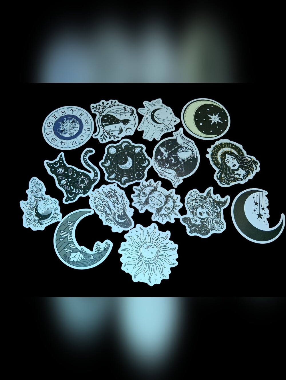 Mystic Celestial Sun & Moon Sticker Set - Black And White